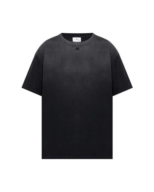 Courreges Black T-Shirt With Logo for men