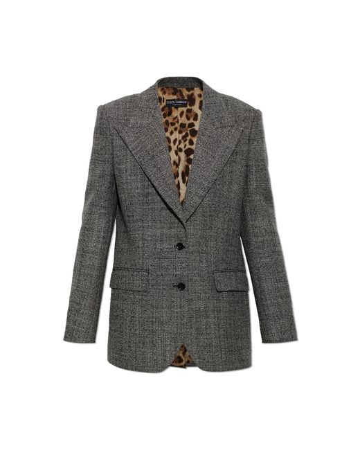 Dolce & Gabbana Gray Wool Blazer With Single Vent