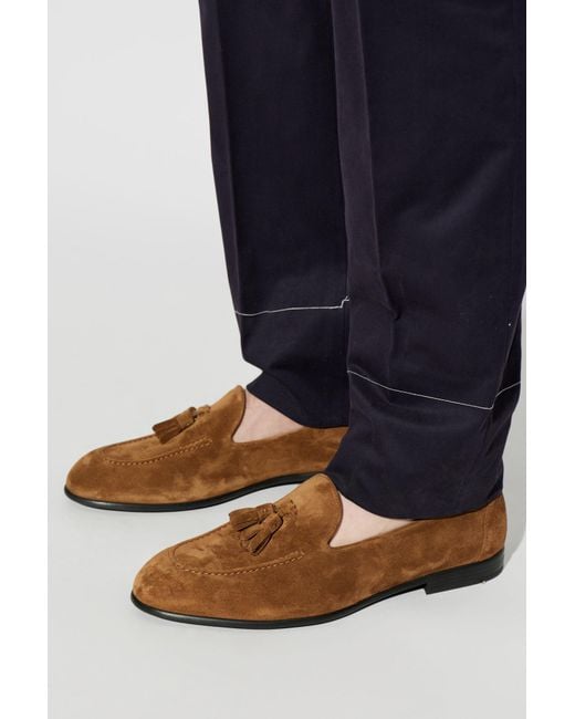 Brioni Brown Suede "Tassel" Loafers for men