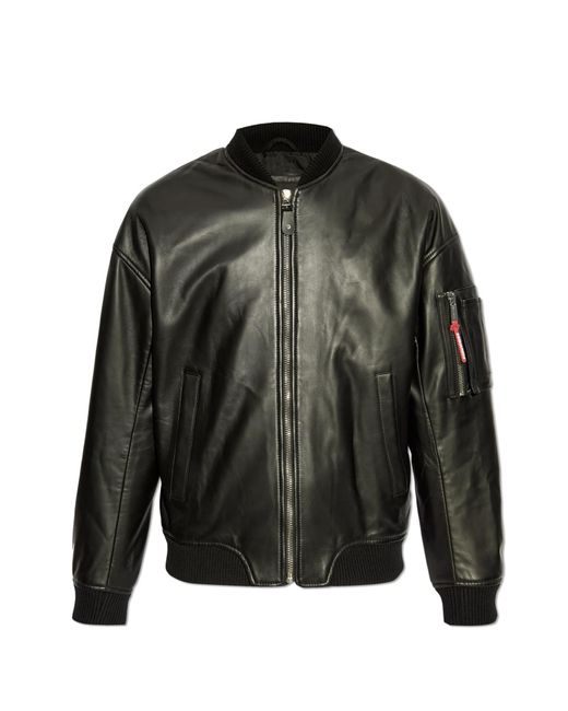 DSquared² Black Leather Jacket for men