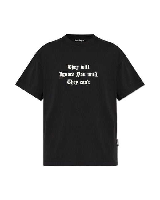 Palm Angels Black T-Shirt With Print for men