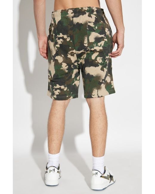 A Bathing Ape Green Camouflage Motif Shorts for men