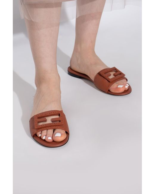 Fendi White Leather Slippers