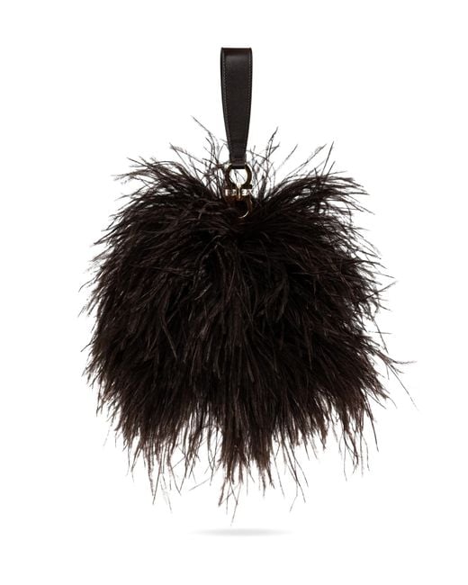 Ferragamo Black Ostrich Feather Bag