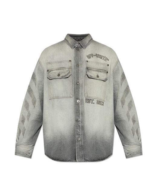 Off-White c/o Virgil Abloh Gray Denim Shirt With Pockets for men