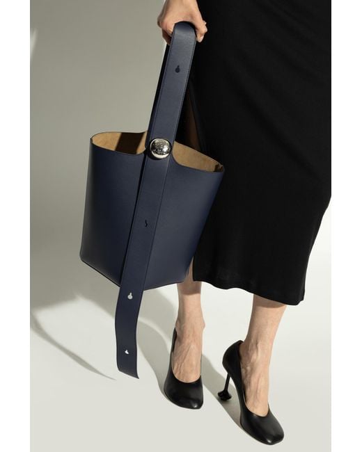 Loewe Blue Pebble Medium Bucket-Style Shoulder Bag