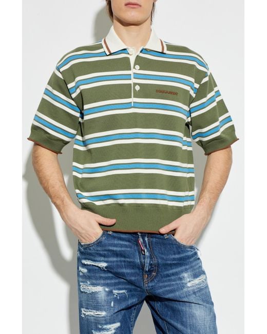 DSquared² Blue Polo With Logo for men