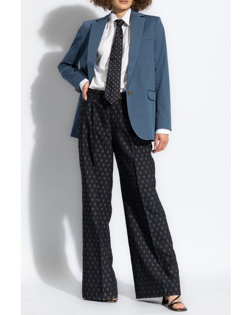 Etro Black Pants With Decorative Pattern,