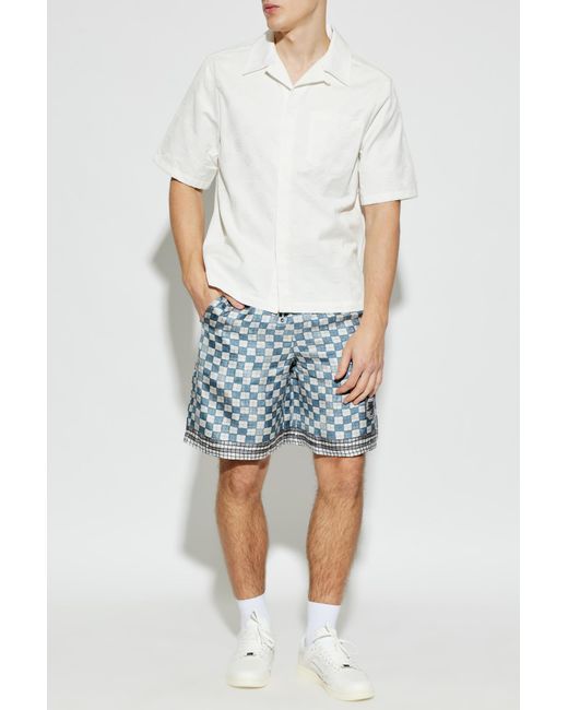 Amiri Blue 'Ma Checkered' Silk Shorts for men