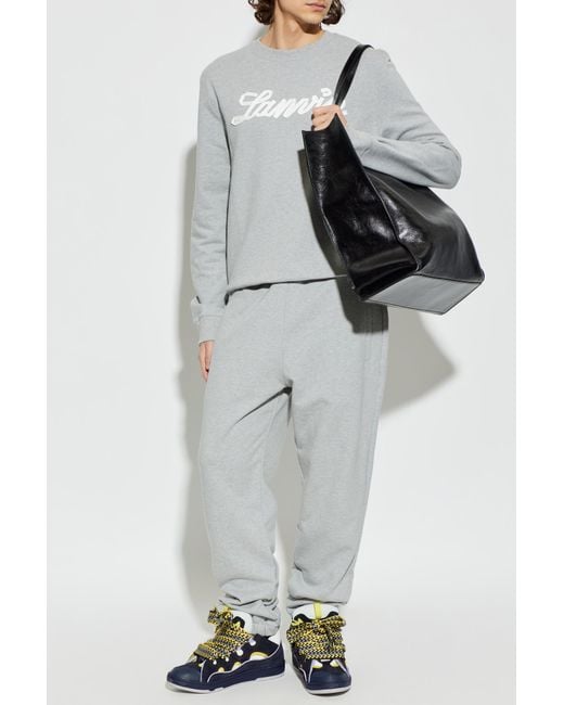 Lanvin Gray Sweatpants With Logo for men