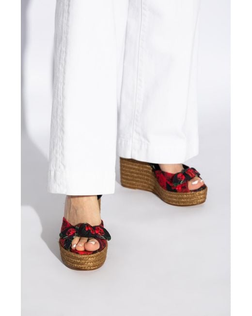 Dolce & Gabbana Red Wedge Sandals