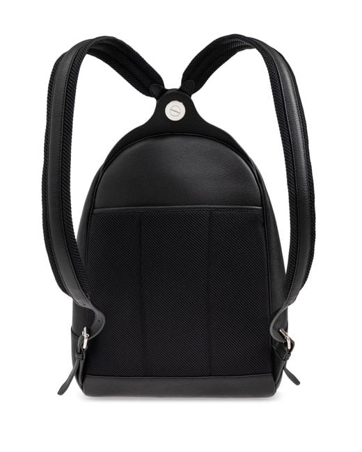 Fendi Black Leather Backpack With Logo for men