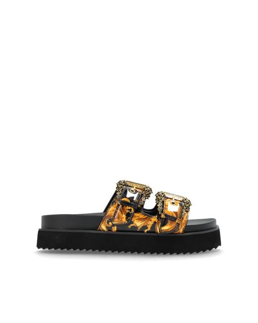 Versace Jeans Couture Black Platform Slides