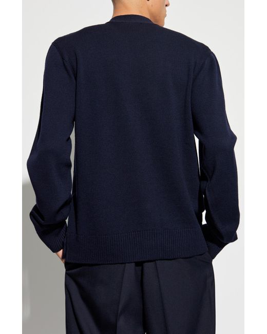 Officine Generale Blue Wool Cardigan for men