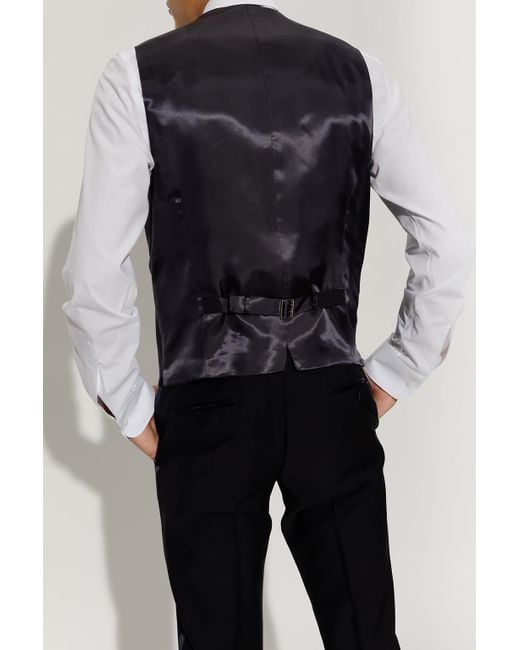 Dolce & Gabbana Black Three-Piece Wool Suit for men