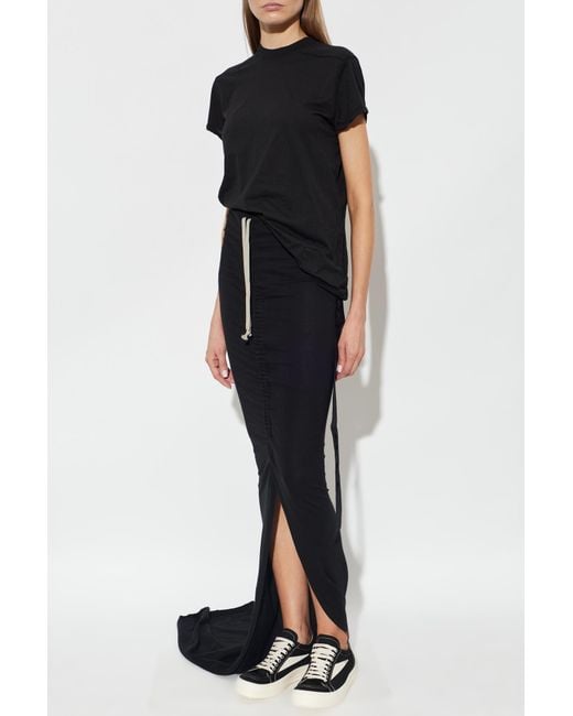 Rick Owens Black T-Shirt With Decorative Stripe