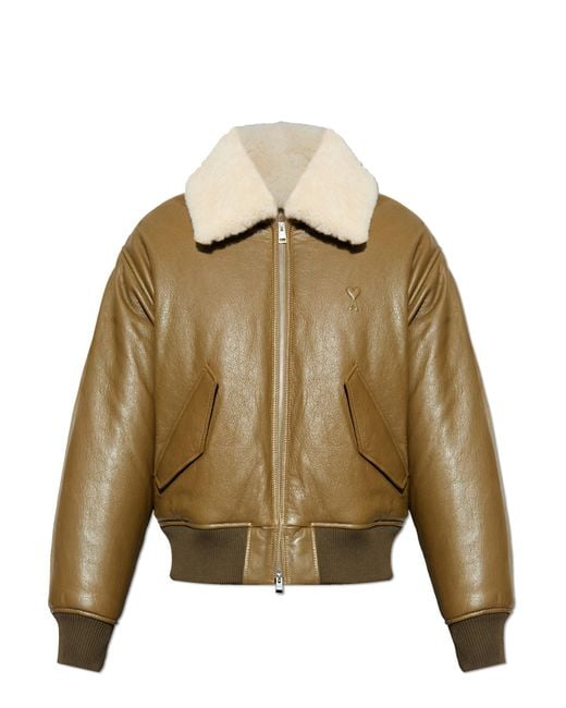 AMI Blue Leather Jacket for men