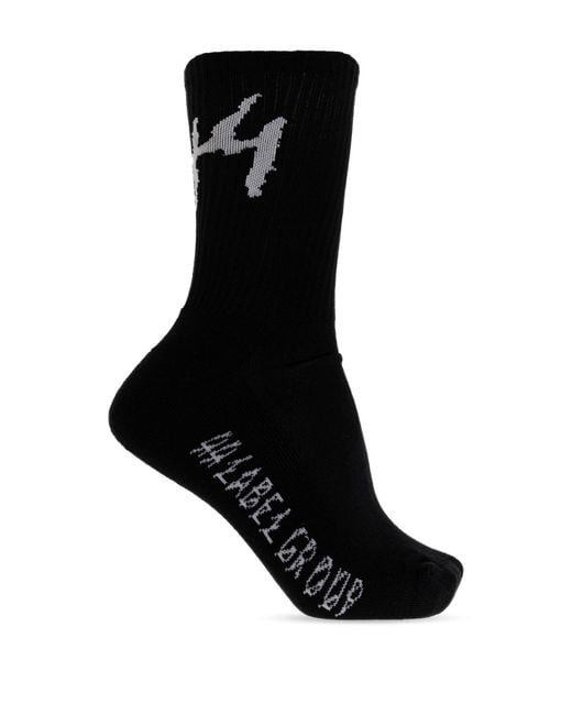 44 Label Group Black Socks With Logo for men