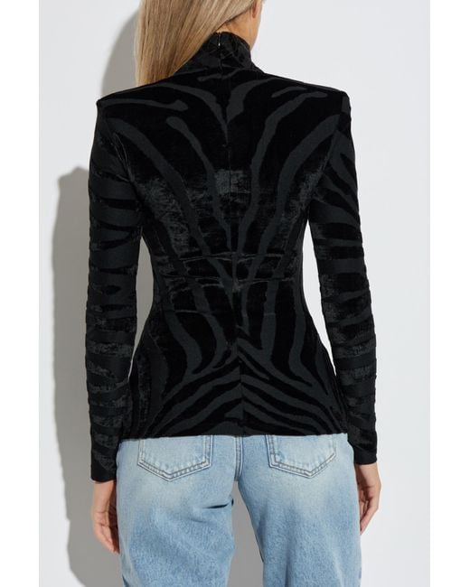 Balmain Black Top With A Stand-Up Collar