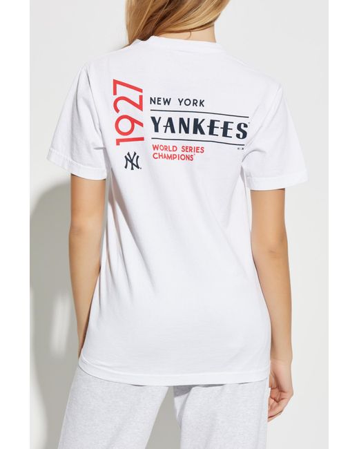 Sporty & Rich White T-Shirt From The 47 & The New York Yankees Collection