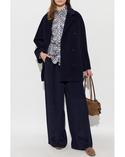 Max Mara Blue Double-Breasted Coat "Rebus"