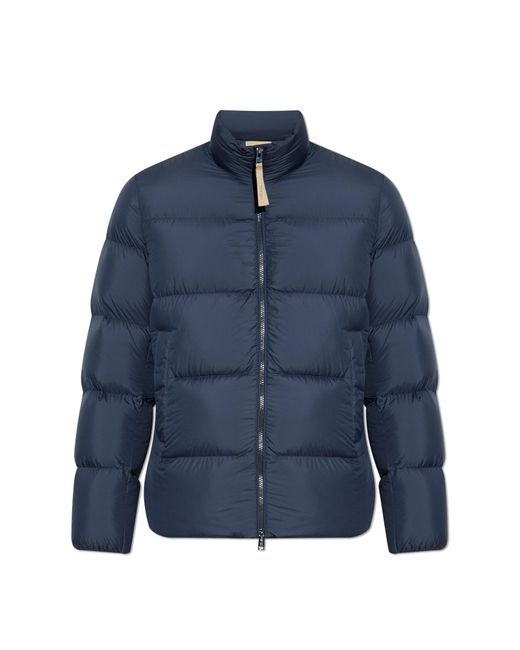 Woolrich Blue Down Jacket With Stand-Up Collar for men