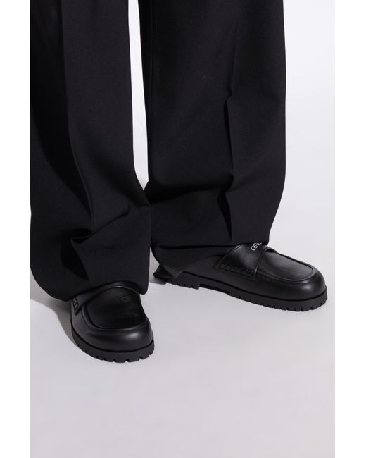 Off-White c/o Virgil Abloh Black Leather Platform Slides