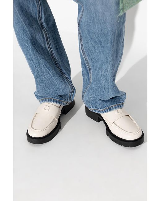 COACH White Leah Leather Loafer (Chalk) Shoes