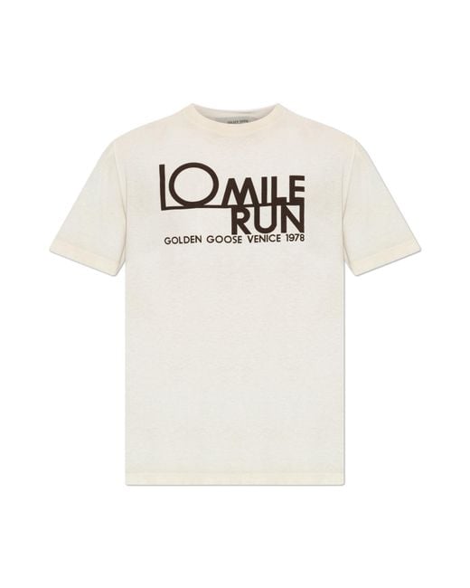 Golden Goose Deluxe Brand White T-Shirt With Logo for men