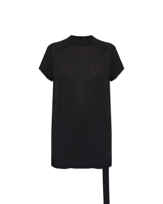 Rick Owens Black T-Shirt With Decorative Stripe