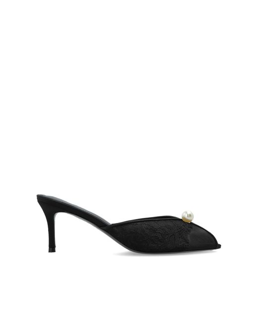 Black Suede Studio Black 'Debby70' Heeled Mules