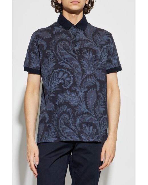 Etro Blue Patterned Polo for men
