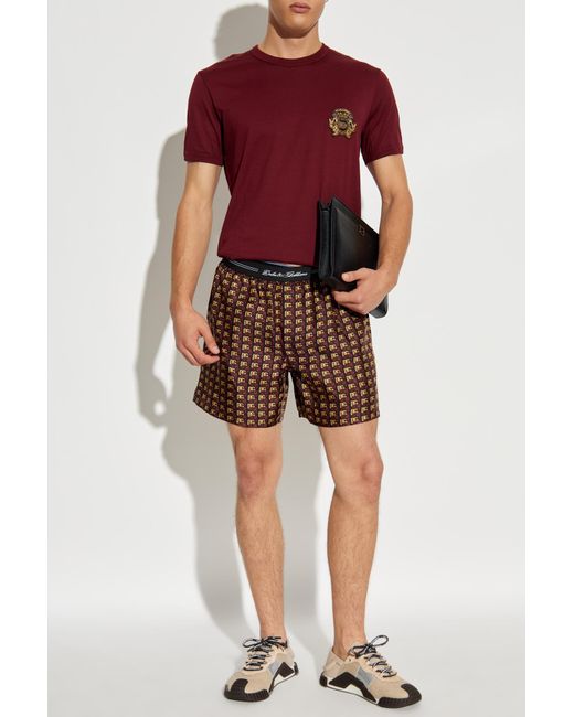 Dolce & Gabbana Brown Silk Shorts for men