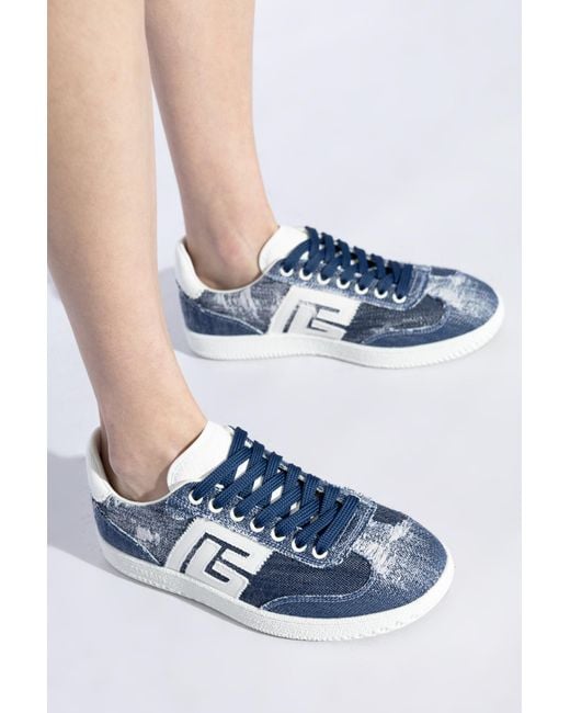 Balmain Blue Sneakers With Vintage Effect