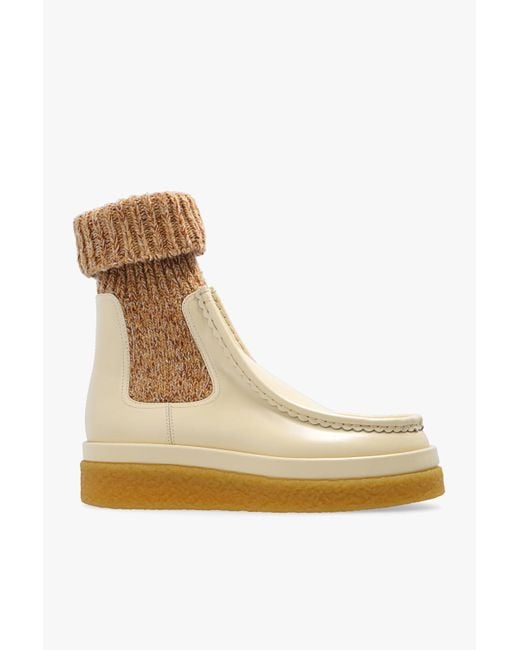 Chloé Natural Cream 'jamie' Ankle Boots With Sock