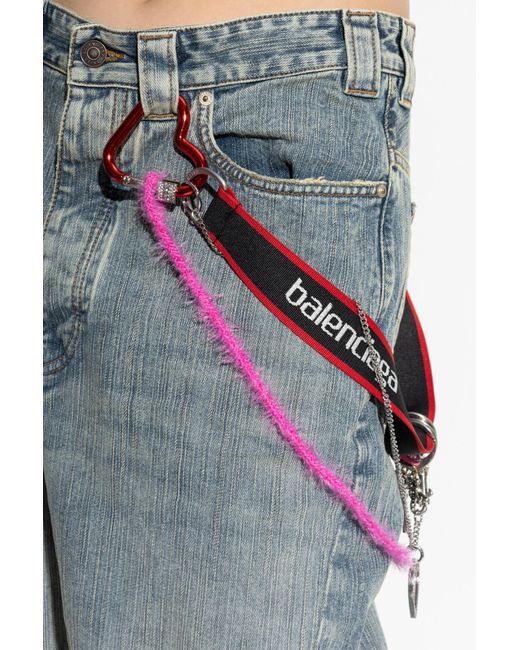 Balenciaga Blue Jeans With Decorative Appliqués