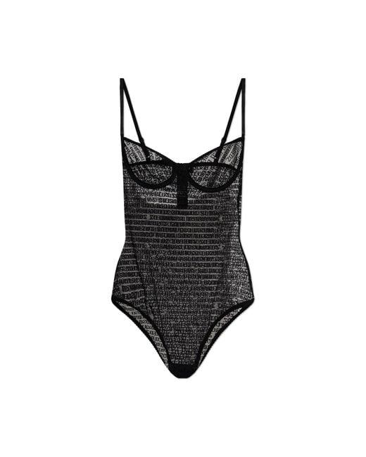 DSquared² Black Lace Bodysuit With Straps