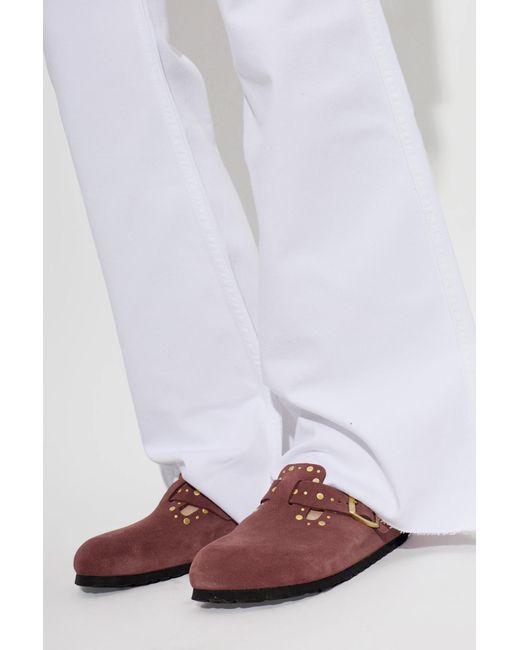 Birkenstock Brown 'Boston Rivet Border' Clogs