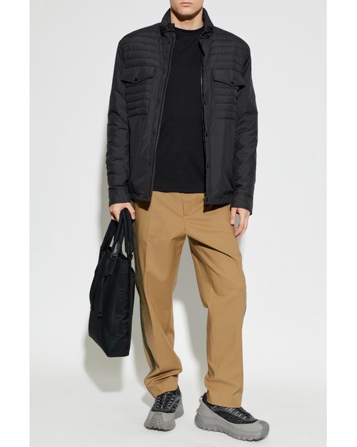 Moncler Black T-Shirt With Logo Patch for men