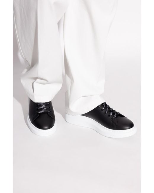 McQueen Black Leather Sports Shoes for men