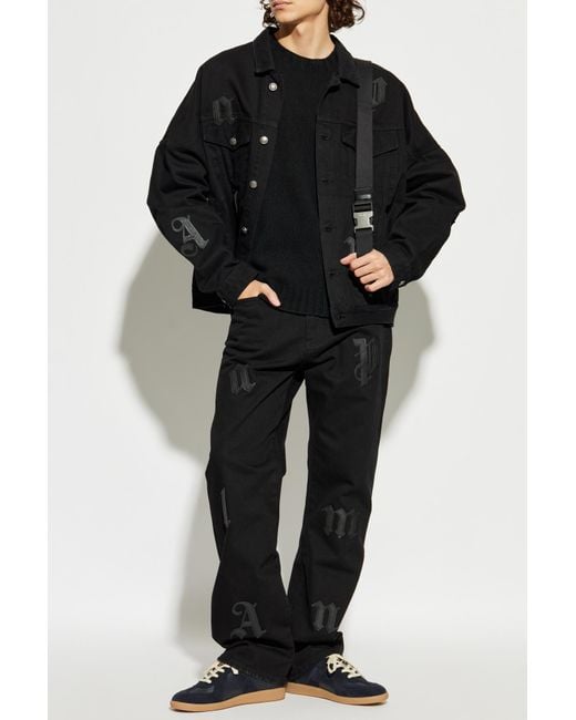 Palm Angels Black Crew Neck Sweater for men