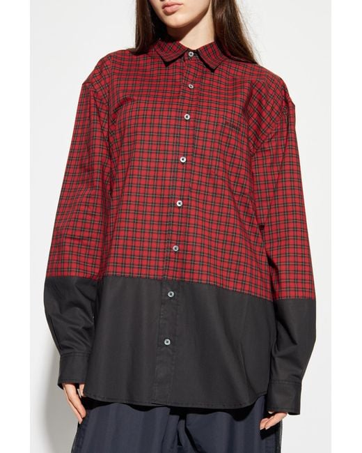 Vetements Red Shirt With Check Pattern