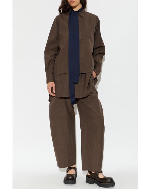 Sacai Brown Wool Shirt Dress