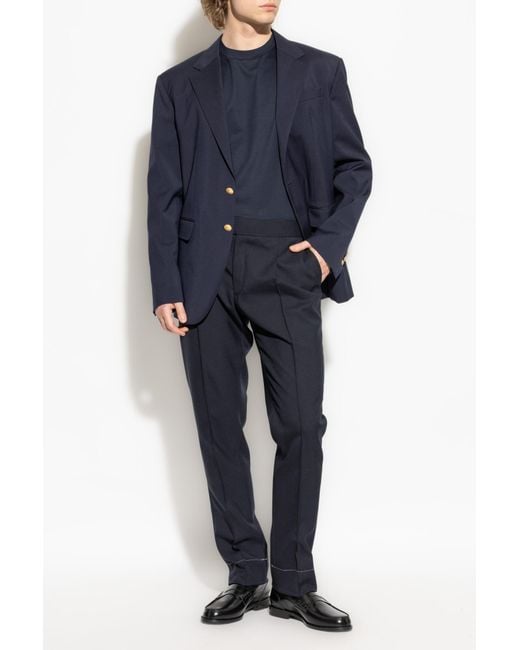 Brioni Blue T-Shirt With Patch for men