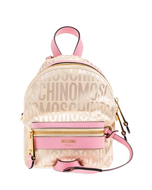 Moschino Pink Monogrammed Backpack,