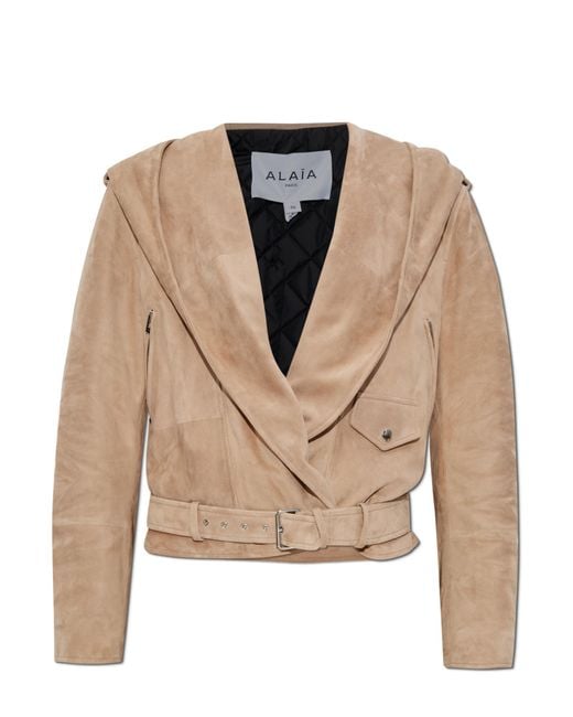 Alaïa Natural Suede Jacket With Hood