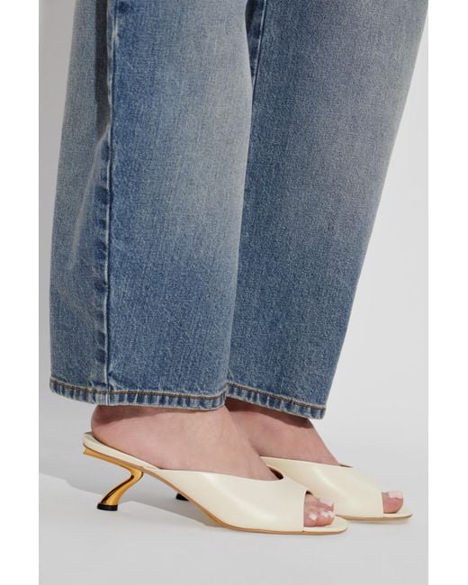 Ferragamo Natural Heeled Mules "Igea"