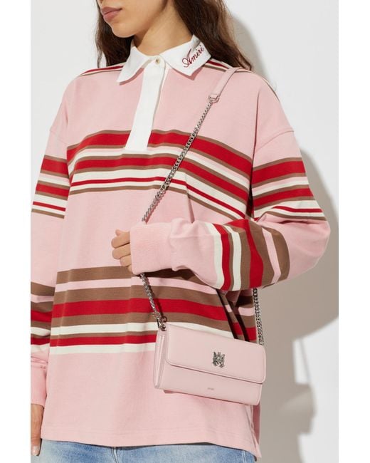 Amiri Pink Leather Wallet On A Chain