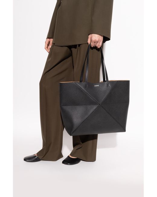 Loewe Black "Puzzle Fold Large" Shopper Bag