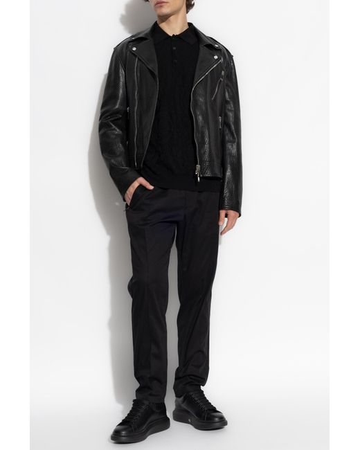 Versace Black Polo With "Barocco" Pattern for men